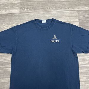 Vintage Quaker Grits T Shirt Mens L Blue Food Promo Grocery Brand Oats Gym Tee‎